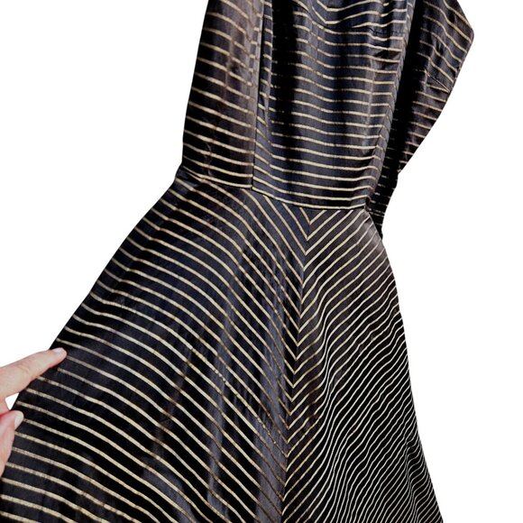 50s Egyptian Revival Black Gold Gown Full Skirt XXS Snake Chain 21" Waist - Picture 9 of 13